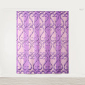 Hintergrund für gezogene Herzen Rosa und Lila Foto Wandteppich (Vorderseite)