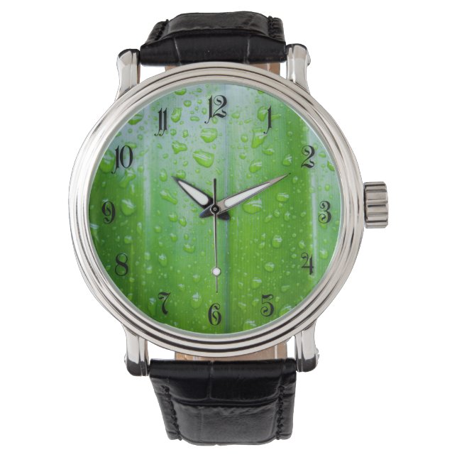 Hintergrund für grüne Blätter Armbanduhr (Vorderseite)