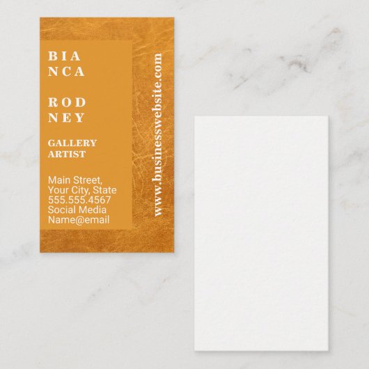 Hintergrund für hellbraunes Leder | Moderner Text Visitenkarte (Vorne/Hinten)