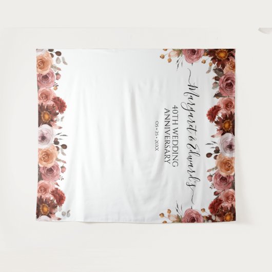 Hintergrund für jedes Ereignis - Blush und Burgund Wandteppich (Vorderseite (Horizontal))