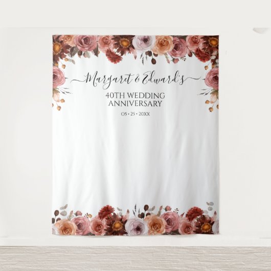 Hintergrund für jedes Ereignis - Blush und Burgund Wandteppich (Vorderseite)