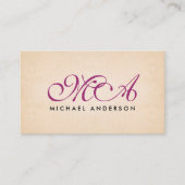 Hintergrund für lila Monogramm-Skriptpapier Visitenkarte (Vorderseite)