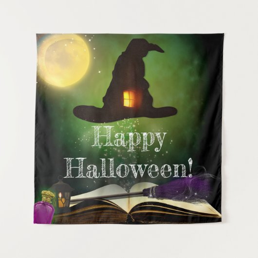 Hintergrund für Magic Hat & Zauberbuch Halloween-P Wandteppich (Vorderseite)