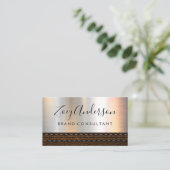 Hintergrund für Metallbürste | Brown Leather Visitenkarte (Stehend Vorderseite)