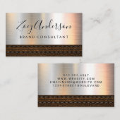 Hintergrund für Metallbürste | Brown Leather Visitenkarte (Vorne/Hinten)