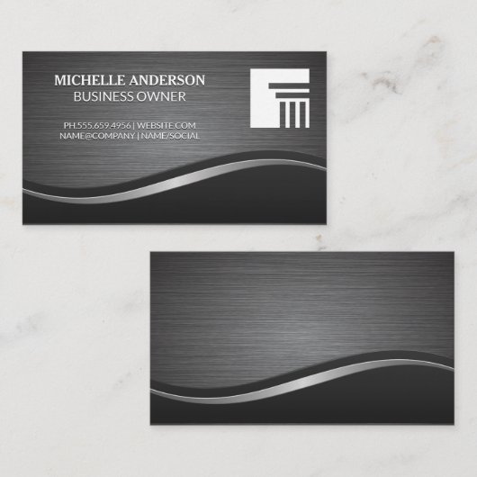 Hintergrund für metallische Bürsten und Wave | Sym Visitenkarte (Vorne/Hinten)