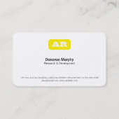 Hintergrund für Monogramm (gelb) Visitenkarte (Rückseite)