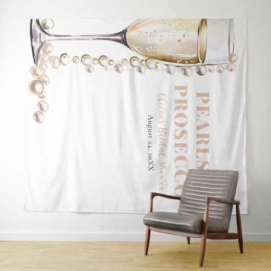 Hintergrund für Perlen und Prosecco-Brautparty Wandteppich (Beispiel (Horizontal))