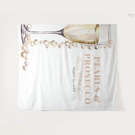 Hintergrund für Perlen und Prosecco-Brautparty Wandteppich (Vorderseite (Horizontal))