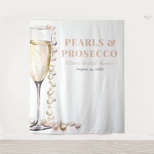 Hintergrund für Perlen und Prosecco-Brautparty Wandteppich (Vorderseite)