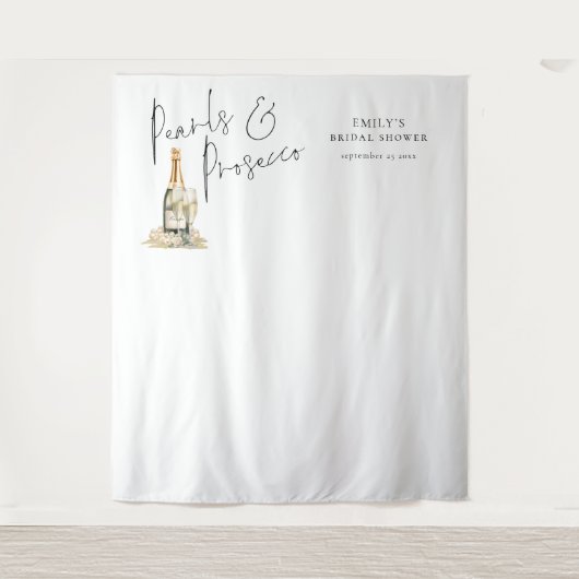 Hintergrund für Perlen und Prosecco-Brautparty Wandteppich (Vorderseite)