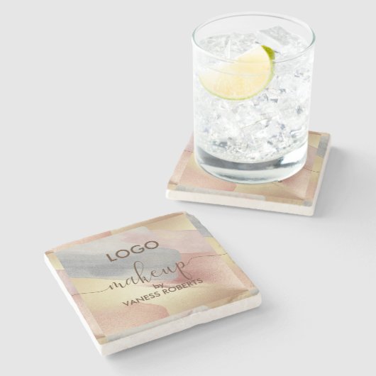 Hintergrund für Pinselstriche in Gold- und Kupfert Steinuntersetzer (Seitenansicht)