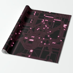 Hintergrund für rosa Mikrochip-Schaltung, 3d, ab Geschenkpapier