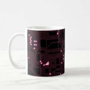 Hintergrund für rosa Mikrochip-Schaltung, 3d, ab Kaffeetasse