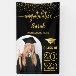 Hintergrund für Schwarz & Gold-Abschluss mit Foto Banner
