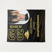 Hintergrund für Schwarz & Gold-Abschluss mit Foto Wandteppich (Vorderseite (Horizontal))