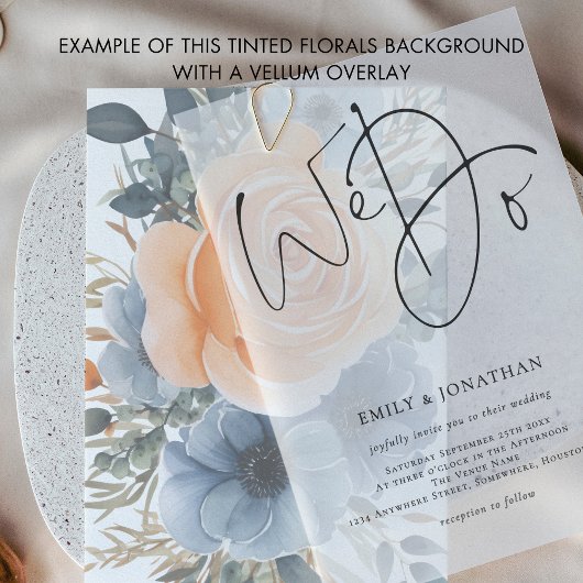 Hintergrund für Vellum Tinted Florals Wedding Einladung