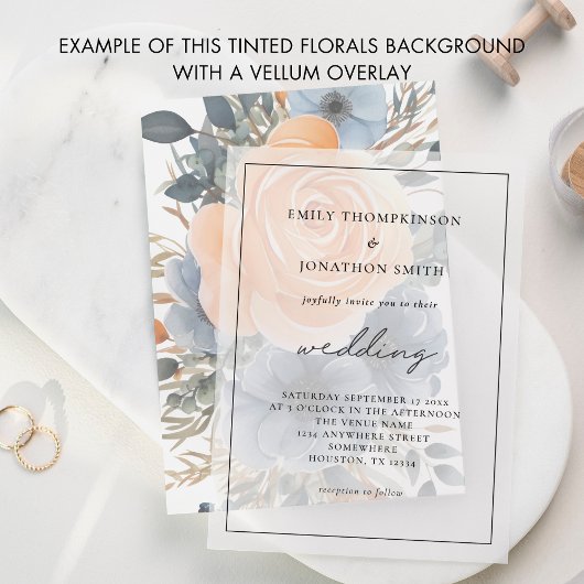 Hintergrund für Vellum Tinted Florals Wedding Einladung