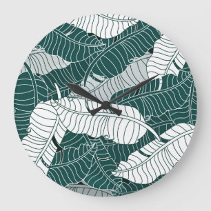 Hintergrund für Vintage Blätter Muster Große Wanduhr