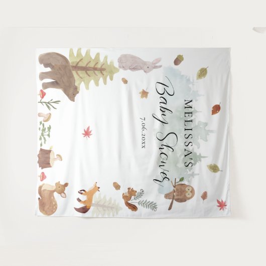 Hintergrund für Waldtiere Babydusche Wandteppich (Vorderseite (Horizontal))