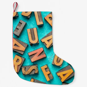 Hintergrund für zufällige Buchstaben - Vintager Te Kleiner Weihnachtsstrumpf