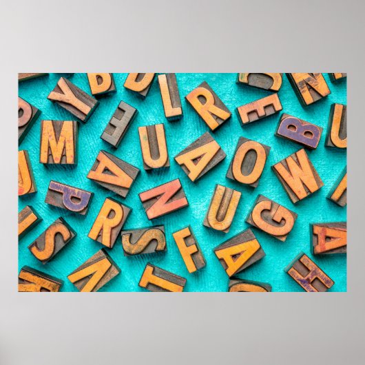 Hintergrund für zufällige Buchstaben - Vintager Te Poster (Vorne)