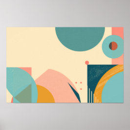 Hintergrund geometrischer Formen in Blau und Rosa Poster