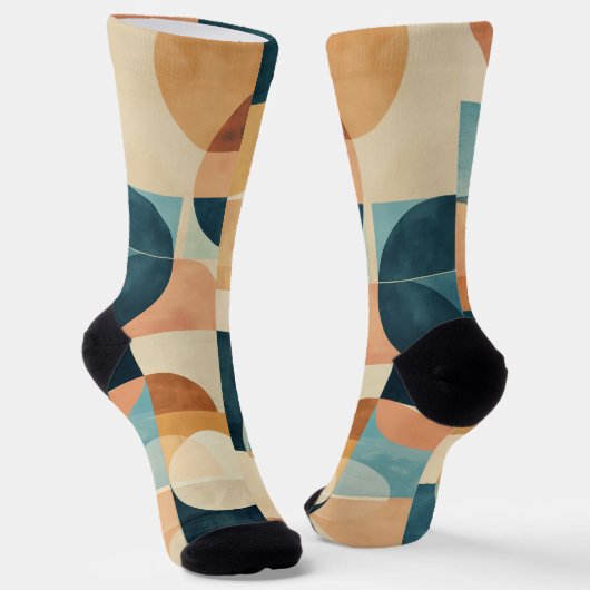 Hintergrund geometrischer Formen in Blues und Brau Socken (Gewinkelt)