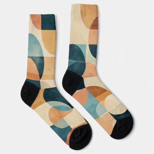 Hintergrund geometrischer Formen in Blues und Brau Socken (Rechts)