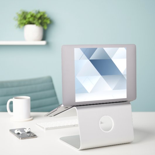 Hintergrund grauer Dreiecke mit Textfläche Aufkleber (Laptop auf Schreibtisch)