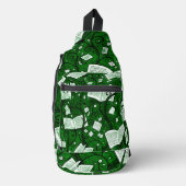 Hintergrund grüner Bücher Crossbody Bag (Vorderseite)