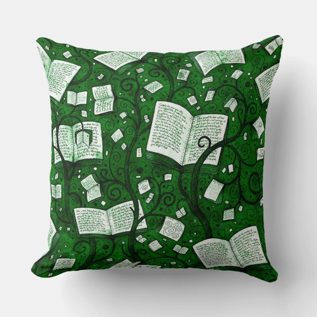 Hintergrund grüner Bücher Kissen (Vorderseite)