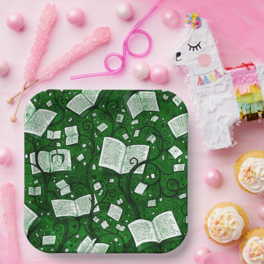Hintergrund grüner Bücher Pappteller (Party)