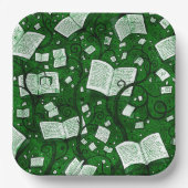 Hintergrund grüner Bücher Pappteller (Vorderseite)