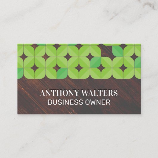 Hintergrund Holz | Illustratives Leaf Muster Visitenkarte (Vorderseite)