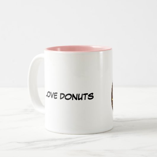 Hintergrund illustrierter Donuts Zweifarbige Tasse (Vorderseite Links)