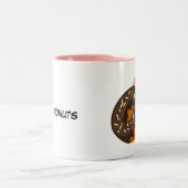 Hintergrund illustrierter Donuts Zweifarbige Tasse (Mittel)