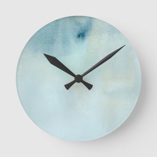 Hintergrund in pastellblau und gelb runde wanduhr (Vorderseite)