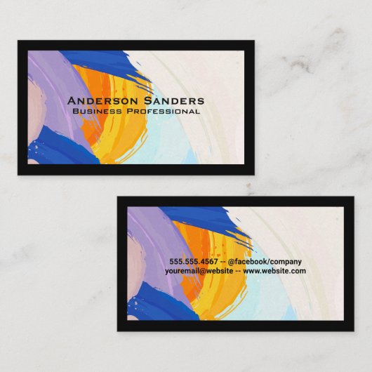 Hintergrund künstlerischer Pinselstriche Visitenkarte (Vorne/Hinten)
