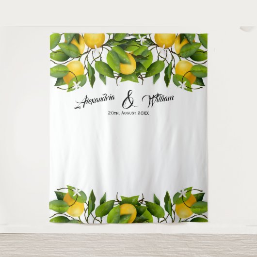 Hintergrund Lemon Fruit Wedding Wandteppich (Vorderseite)