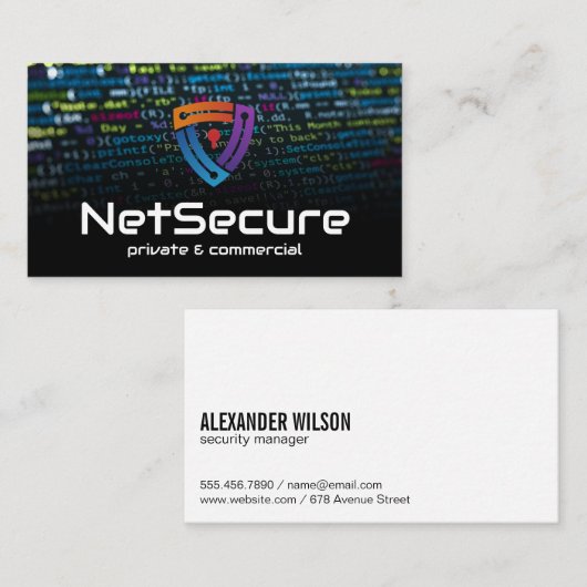 Hintergrund | Logo für den sicheren Online-Schlüss Visitenkarte (Vorne/Hinten)
