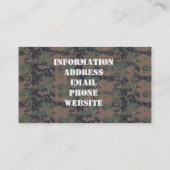 Hintergrund militärischer digitaler Wälder Visitenkarte (Rückseite)