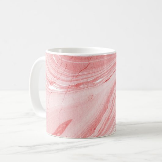 Hintergrund mit abstrakter Farbmarmorstruktur. Kaffeetasse (Vorderseite Links)