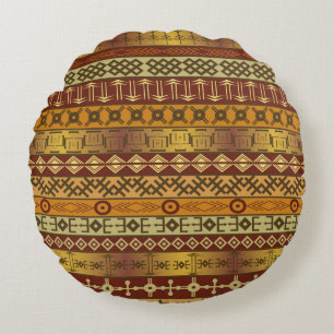Hintergrund mit afrikanischen ethnischen Motiven Rundes Kissen