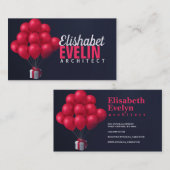 Hintergrund mit Ballons und Geschenk Visitenkarte (Vorne/Hinten)