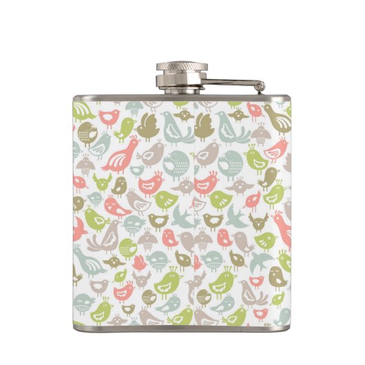 Hintergrund mit bunter Vogelverzierung Flachmann (Rückseite)