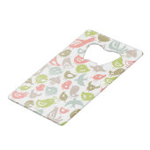 Hintergrund mit bunter Vogelverzierung Kreditkartenflaschenöffner (Vorderseite Schrägansicht)