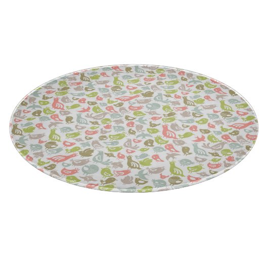 Hintergrund mit bunter Vogelverzierung Schneidebrett (Ecke)