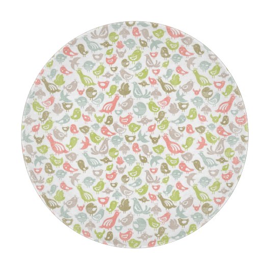 Hintergrund mit bunter Vogelverzierung Schneidebrett (Vorderseite)