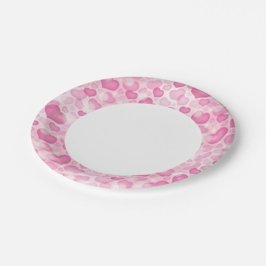 Hintergrund mit den Herzen Pappteller (Schrägansicht)